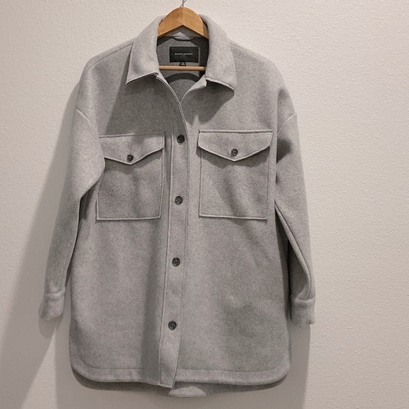 Banana Republic Light Gray Shirt Jacket MEDIUM - Picture 3 of 12
